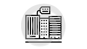 rent in high rise building line icon animation