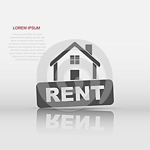 Rent house icon in flat style. Home illustration pictogram. Rental sign business concept