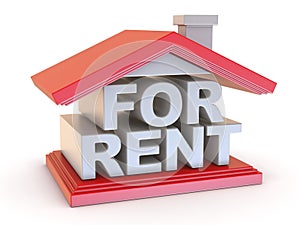 FOR RENT house sign side view 3D