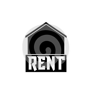 Rent house sign. Signboard with text For Rent icon isolated on white background