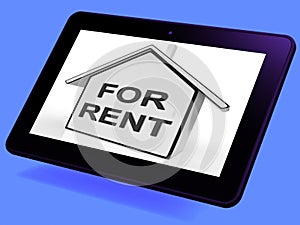For Rent House Tablet Means Property Tenancy Or Lease photo