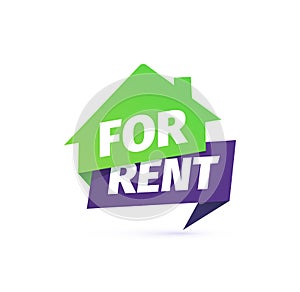 For rent house vector icon. Rental apartment sticker on white background