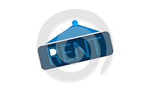 Rent, price tag icon. Sign isolated on white background. Vector flat design illustration