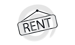 Rent, price tag icon. Sign isolated on white background. Vector flat design illustration