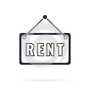 For rent sign board. Rented car, apartment or house, rental property and real estate concept. Real estate services