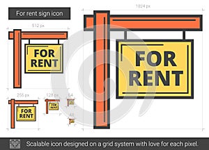 For rent sign line icon.