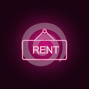 Rent sign line neon icon. Elements of Real Estate set. Simple icon for websites, web design, mobile app, info graphics