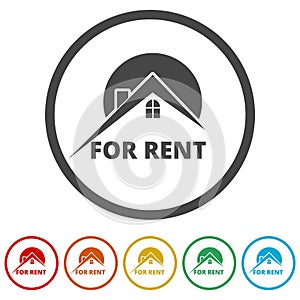 For Rent Sign, Vector icon, 6 Colors Included