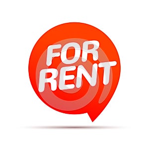 Rent tag label icon. For rent vector sign design