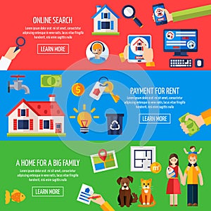 Rent and tenancy banner set