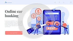 Rental car service concept landing page.