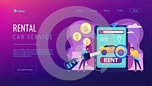 Rental car service concept landing page.