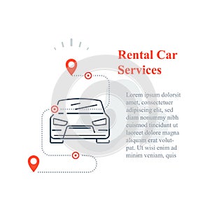 Rental car services concept, share auto transport