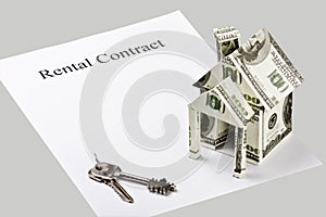 Rental contract is a blank on a gray background