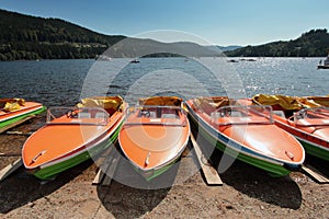 Rental rowboats at Lakeshore Titisee in the Black Forrest