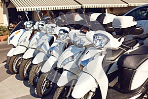 Rental sale of motorcycle scooters.