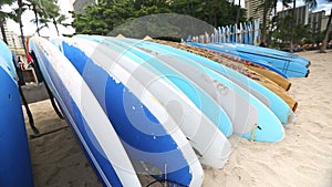 Rental surfboards at Waikiki Beach Hawaii