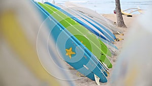 Rental surfboards at Waikiki Beach Hawaii