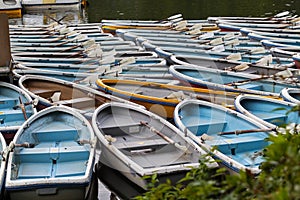 Rentals Boats at boat station on the lake in japanese-style park