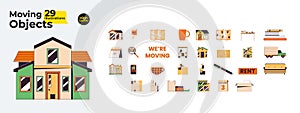 Renting moving in 2D linear cartoon objects bundle
