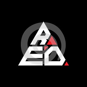 REO triangle letter logo design with triangle shape. REO triangle logo design monogram. REO triangle vector logo template with red photo