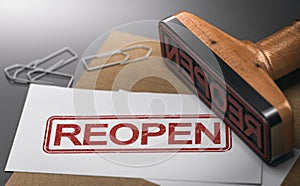 Reopen closed company or commerce. Communication concept