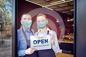 Reopening of a small business activity after the covid-19 lockdown quarantine photo