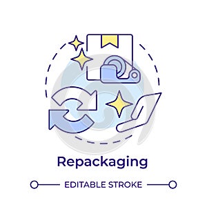 Repackaging multi color concept icon