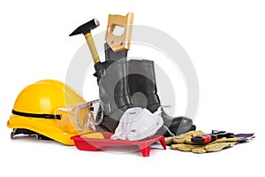 Repair accessories on white background