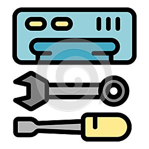 Repair air conditioner tools icon vector flat