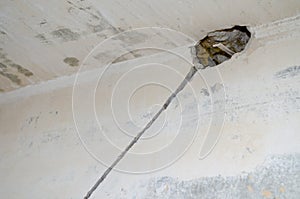 Repair in the apartment. Replacing electrics. Hole in the concrete wall for the wire. Work done with a Rotary Hammer