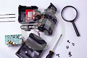 Repair of the camera`s on-camera flash. camera service center