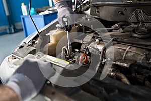 Repair car in automobile service