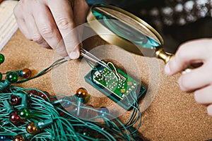 Repair of Christmas tree garland