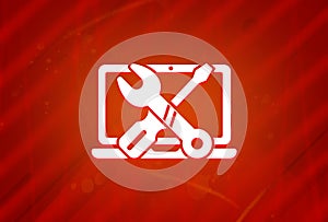 Repair computer icon isolated on abstract red gradient magnificence background