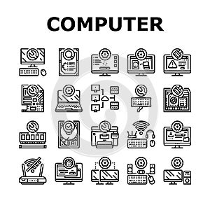 repair computer pc service icons set vector