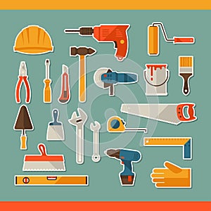 Repair and construction working tools sticker icon