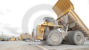 Repair of heavy dump truck open pit