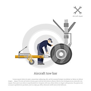 Repair and maintenance of airplane. Mechanical locks the tow bar