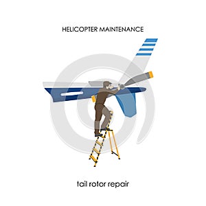 Repair and maintenance of helicopters. Repair of tail rotor.