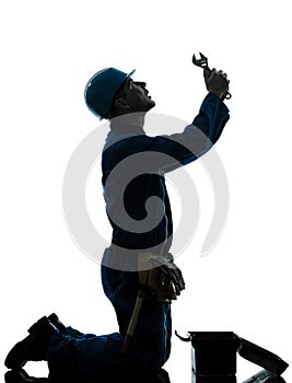 Repair man worker despair praying silhouette