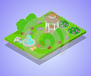 Repair park concept banner, isometric style