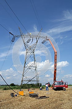 Repair service on power pylon