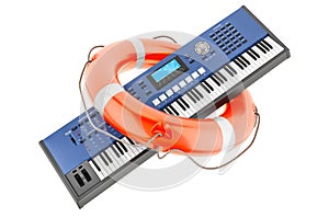 Repair and service of synthesizer digital piano, 3D rendering