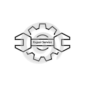 Repair service with thin line wrench and gear