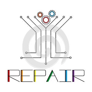 REPAIR SERVICES LOGO. Computer Technology Logo template designs, Gadget Service logo template designs. Abstract technology electr photo