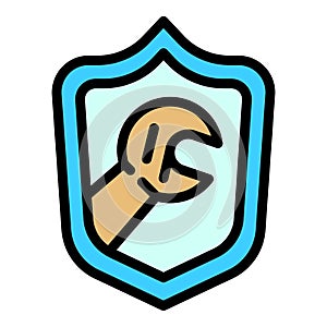 Repair shield icon vector flat