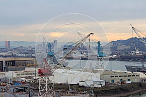 Repair Shipyard along Willamette River in Portland Oregon