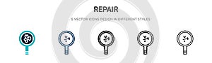 Repair sign icon in filled, thin line, outline and stroke style. Vector illustration of two colored and black repair sign vector