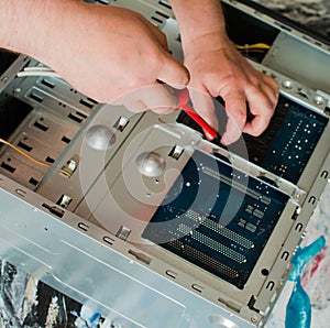 Repair of the system unit of the stationary personal computer